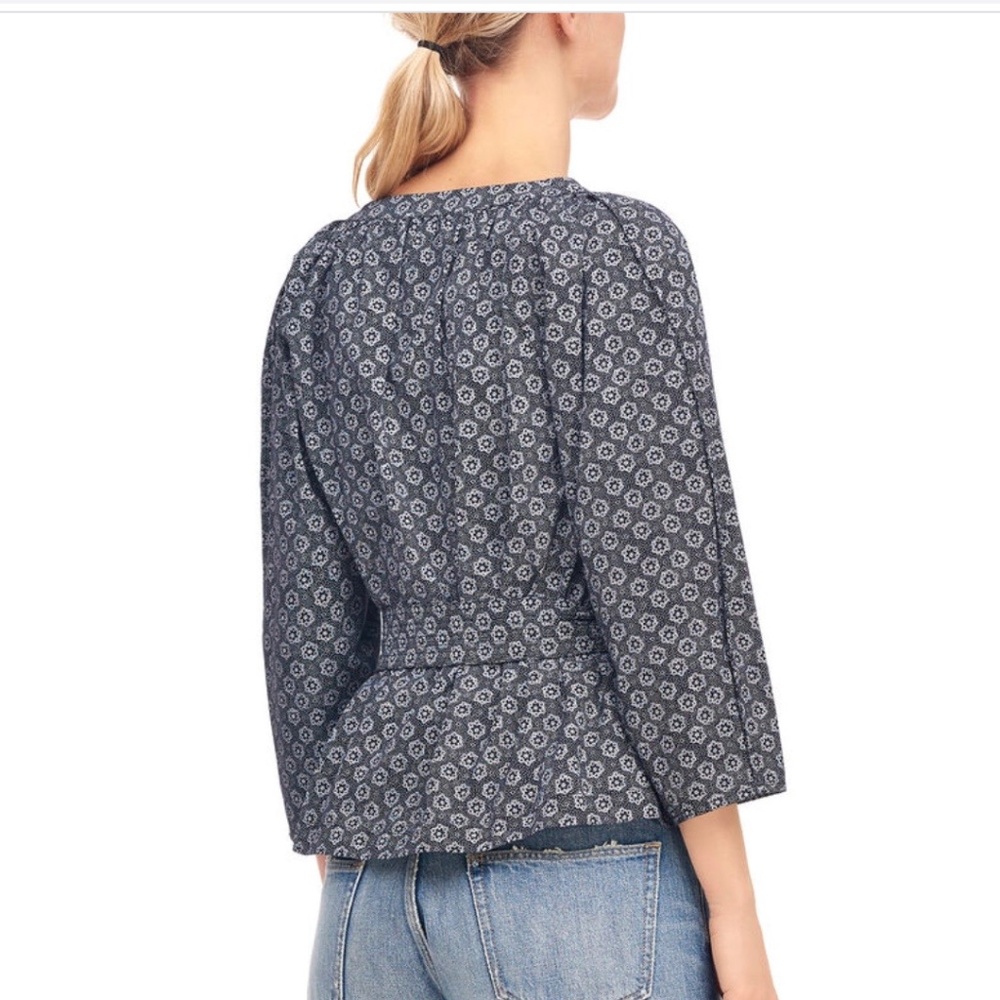 La Vie Rebecca Taylor Violette Floral Poplin Belted Top - Picture 7 of 7